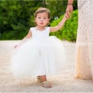 White Tulle Toddler Flower Girl Dress
